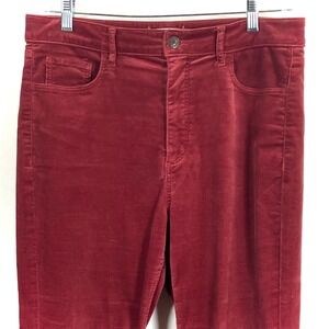 LOFT Velvet Corduroy Pants Brick Red Straight Leg High Rise Women Size 31x12